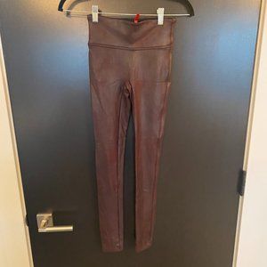 Spanx Faux Leather Leggings Wine Color Size XS